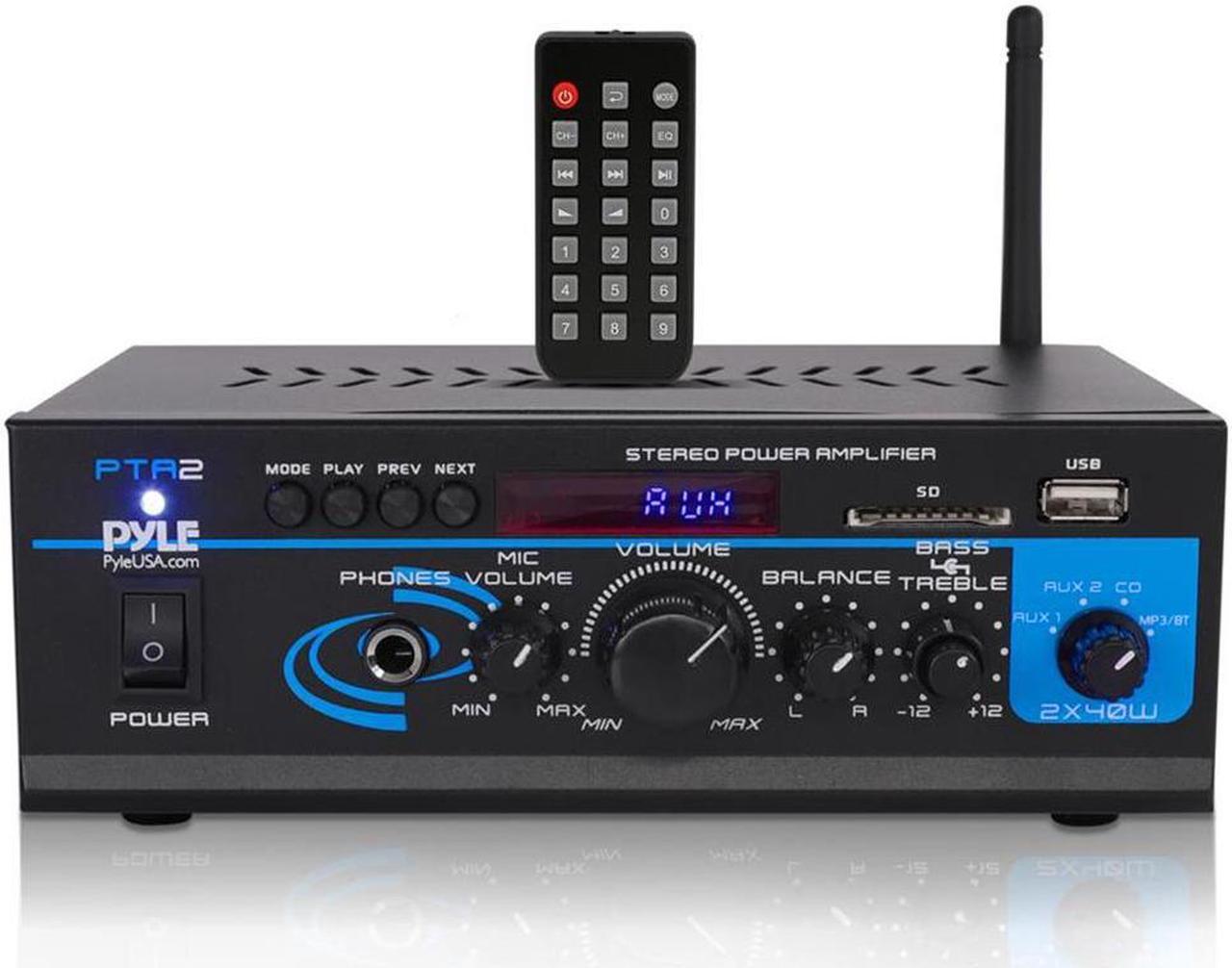 Alt view image 19 of 20 - Home Audio Power Amplifier System - 2X40W Mini Dual Channel Mixer Sound Stereo Receiver Box w/ AUX, Mic Input - For Amplified Speakers, PA, CD Player, Theater via RCA, Studio Use - Pyle PTA2