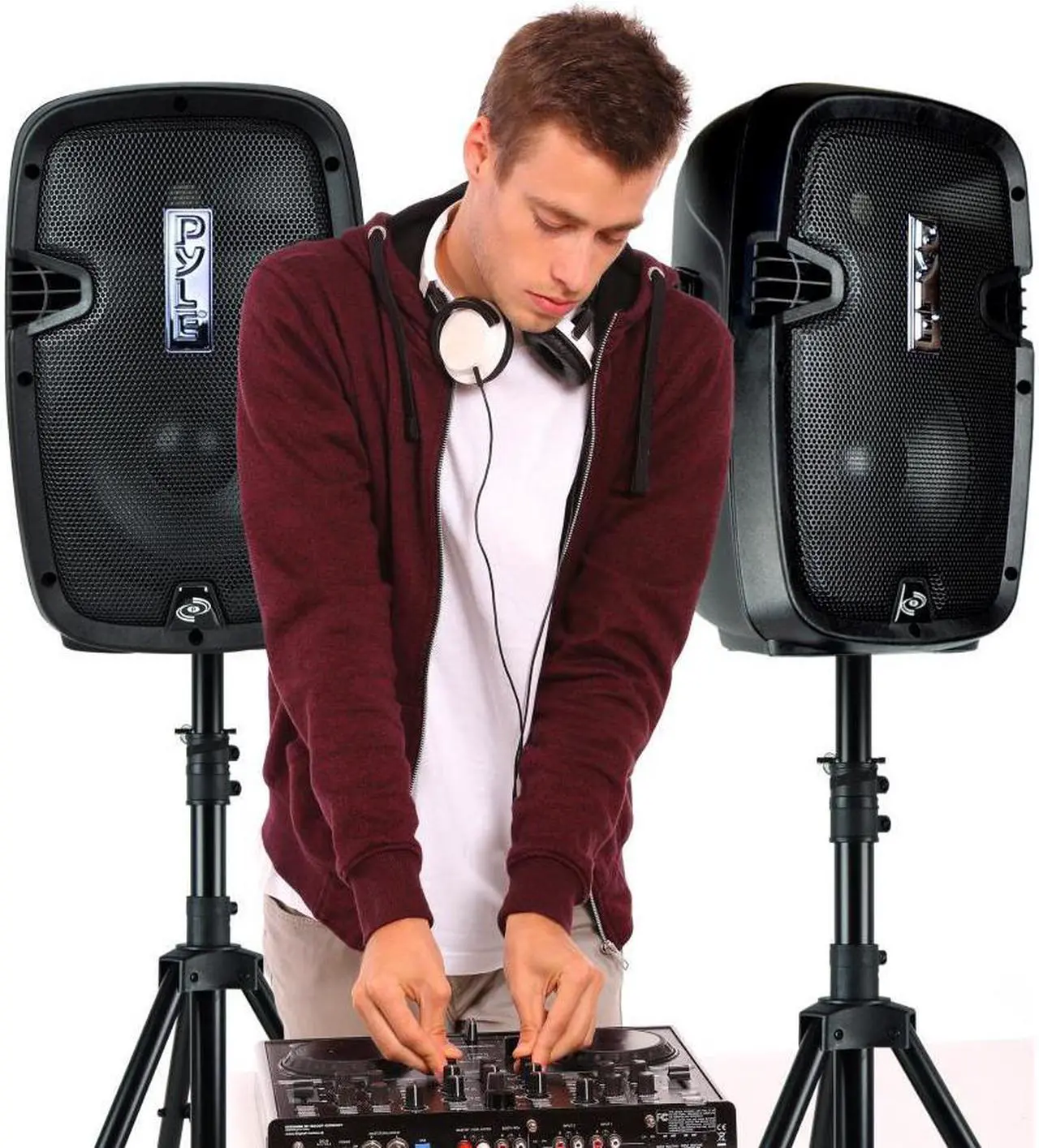 Alt view image 11 of 12 - Pyle Pro PPHP849KT 700-Watt Active/Passive Dual Speaker System Kit