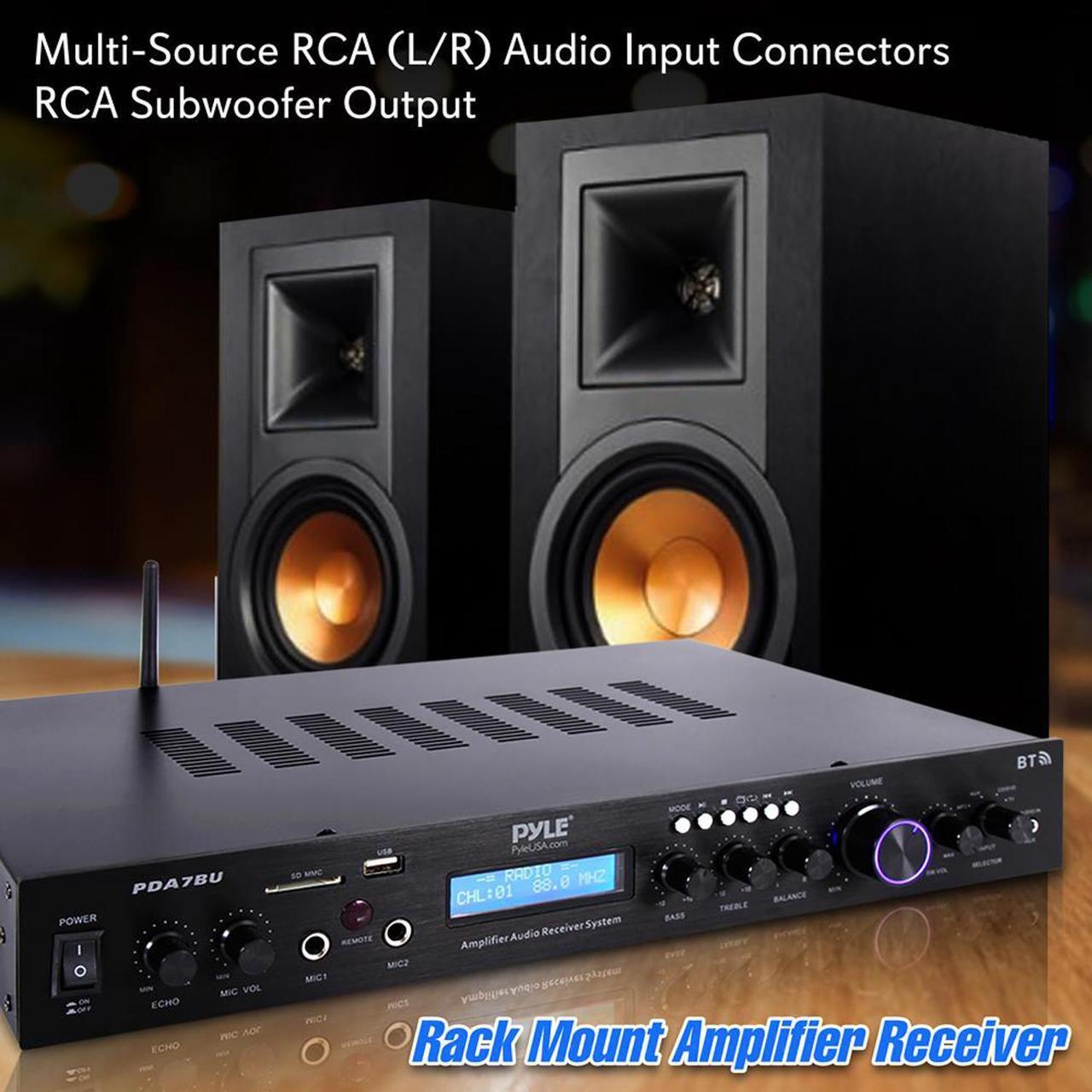 Alt view image 9 of 12 - Pyle Home Theater Amplifier Audio MP3/USB/SD/AUX/FM Black Receiver Sound System with Bluetooth Wireless Streaming