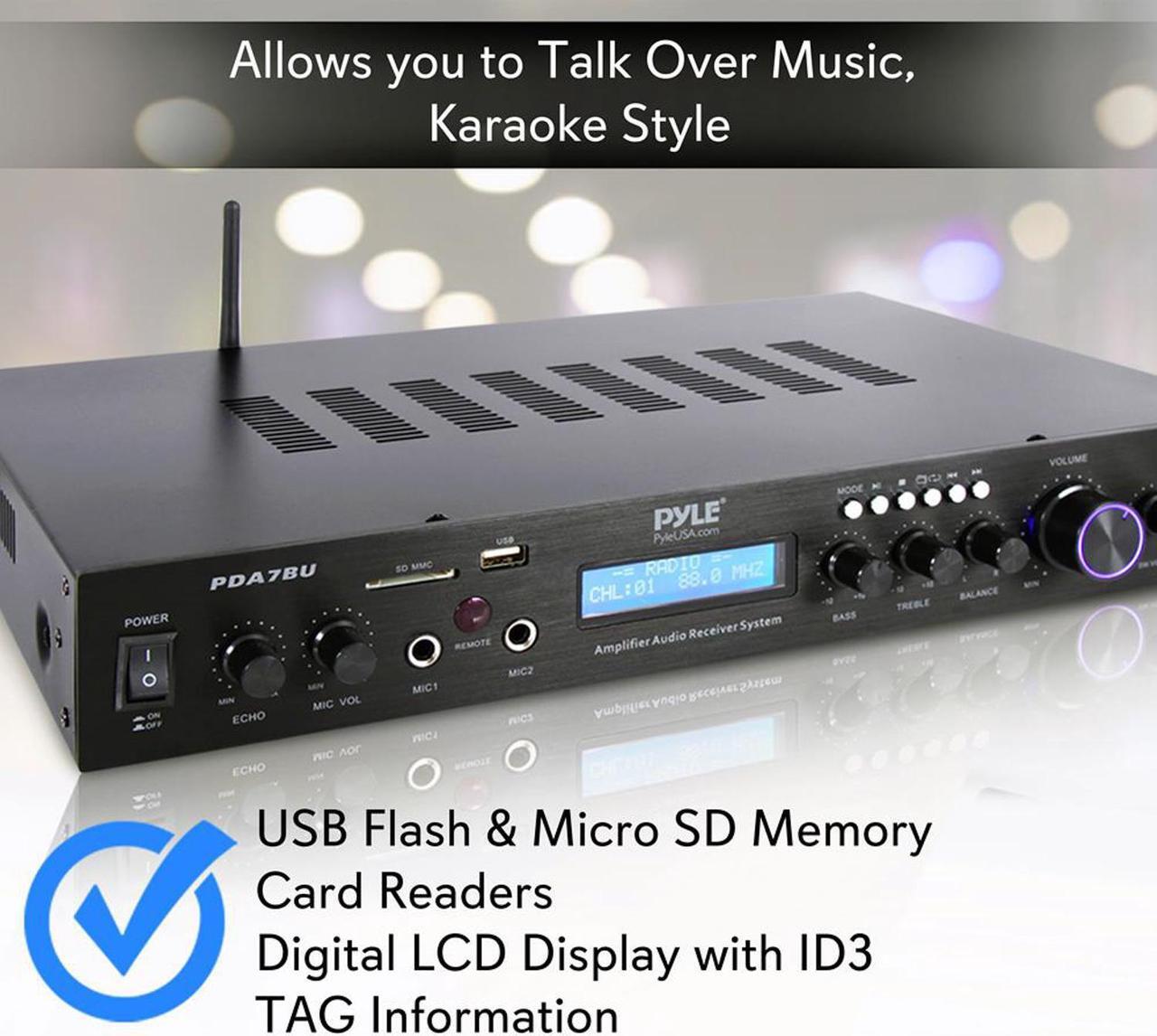 Alt view image 8 of 12 - Pyle Home Theater Amplifier Audio MP3/USB/SD/AUX/FM Black Receiver Sound System with Bluetooth Wireless Streaming
