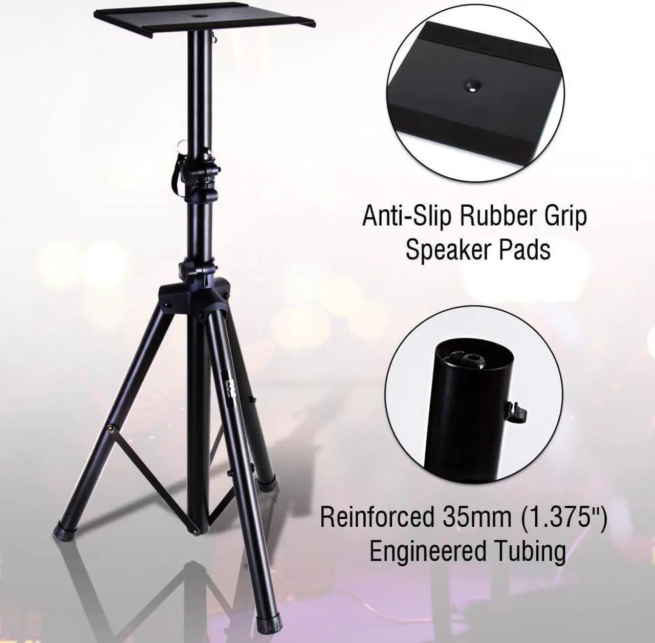Alt view image 3 of 6 - Pyle PSTND32 Universal Tripod Dual Studio Monitor Speaker Stand Mount Kit, Pair