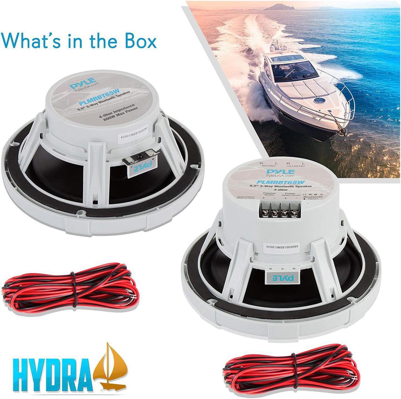 Alt view image 3 of 7 - 6.5 inch bluetooth marine speakers  2way ipx4 waterproof and weather resistant outdoor audio dual stereo sound system with 600 watt power and low profile design  1 pair  pyle plmrbt65w white