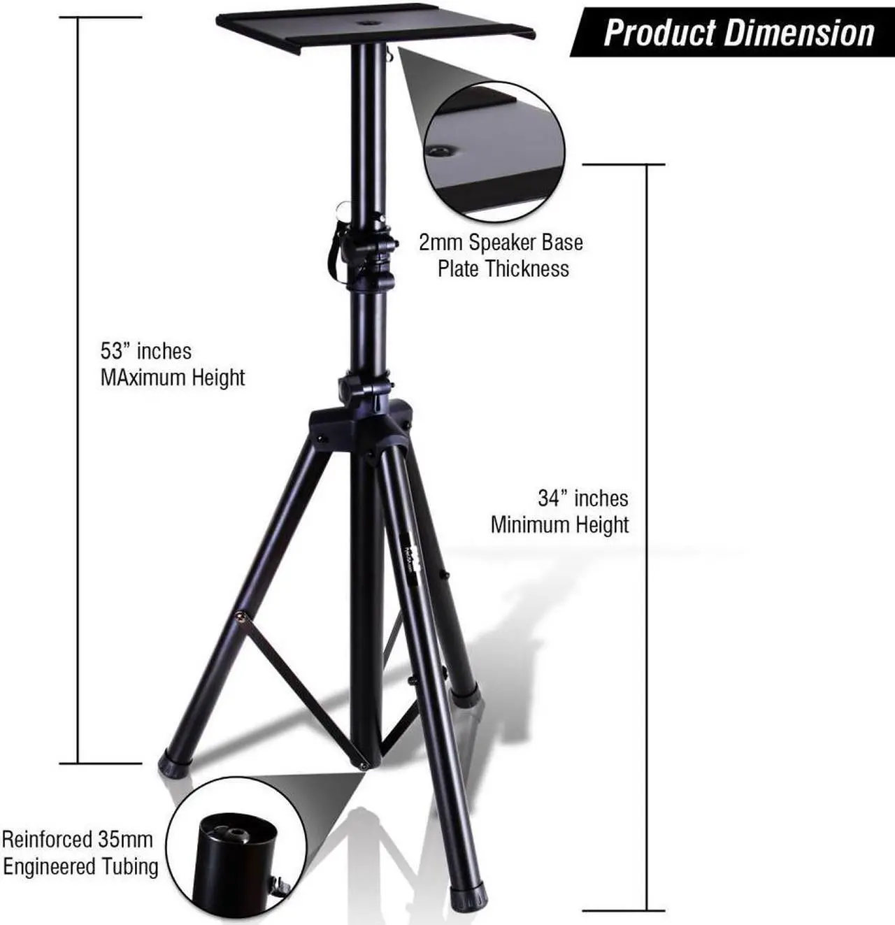 Alt view image 2 of 6 - Pyle PSTND32 Universal Tripod Dual Studio Monitor Speaker Stand Mount Kit, Pair