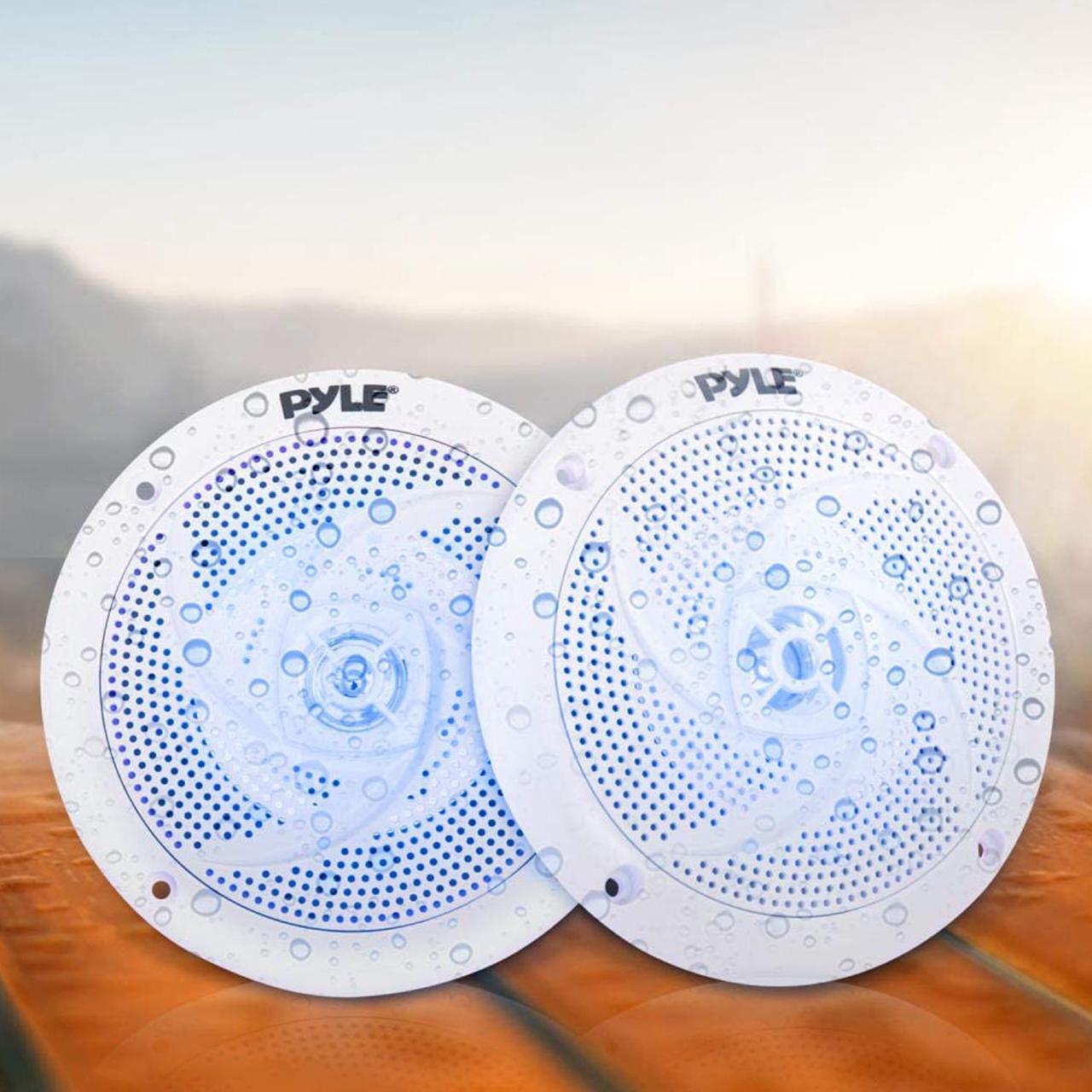 Alt view image 17 of 18 - Pyle PLMRS53WL 5.25 in. Waterproof Rated Marine Speakers with LED lights, White - 180 Watt