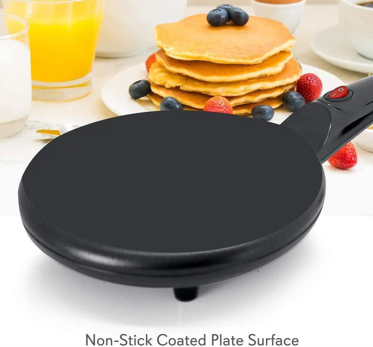 Alt view image 15 of 19 - NutriChef Electric Griddle - Pan Style Crepe Maker Hot Plate Cooktop with ON/OFF Switch, Nonstick Coating, Automatic Temperature Control & Plug-in Operation for Kitchen & Countertop (PKCRM08)