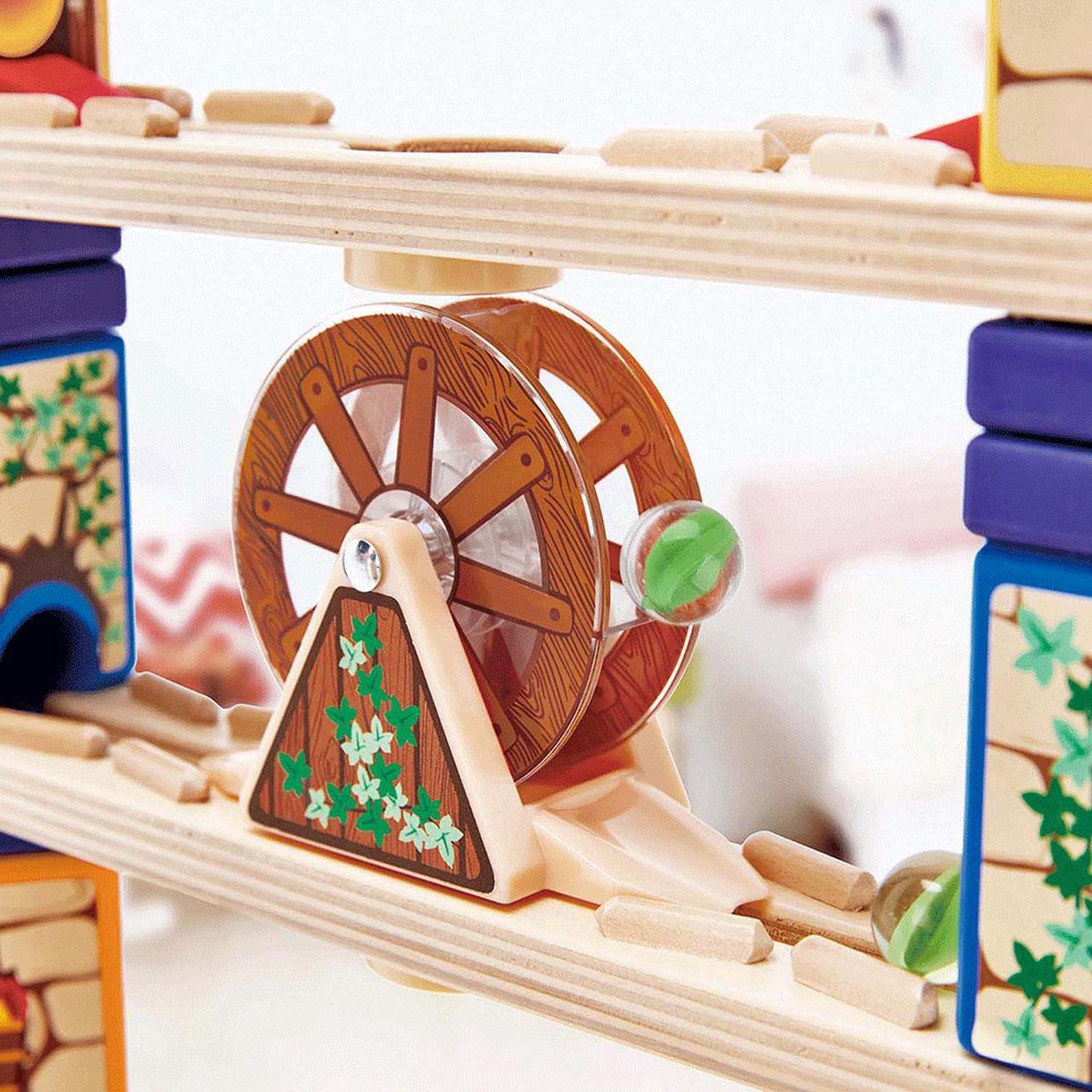 Alt view image 9 of 11 - Hape Quadrilla Space City Glow in the Dark Wooden Marble Run Maze Building Set