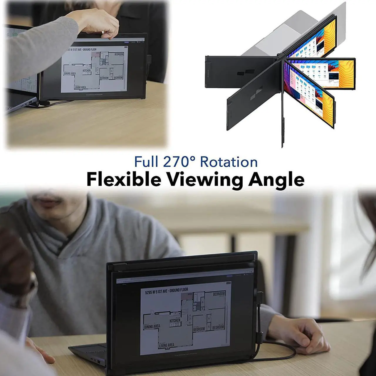 Alt view image 10 of 20 - Mobile Pixels DUEX Plus 13.3" 16:9 FHD Portable Laptop LCD Monitor, Deep Gray