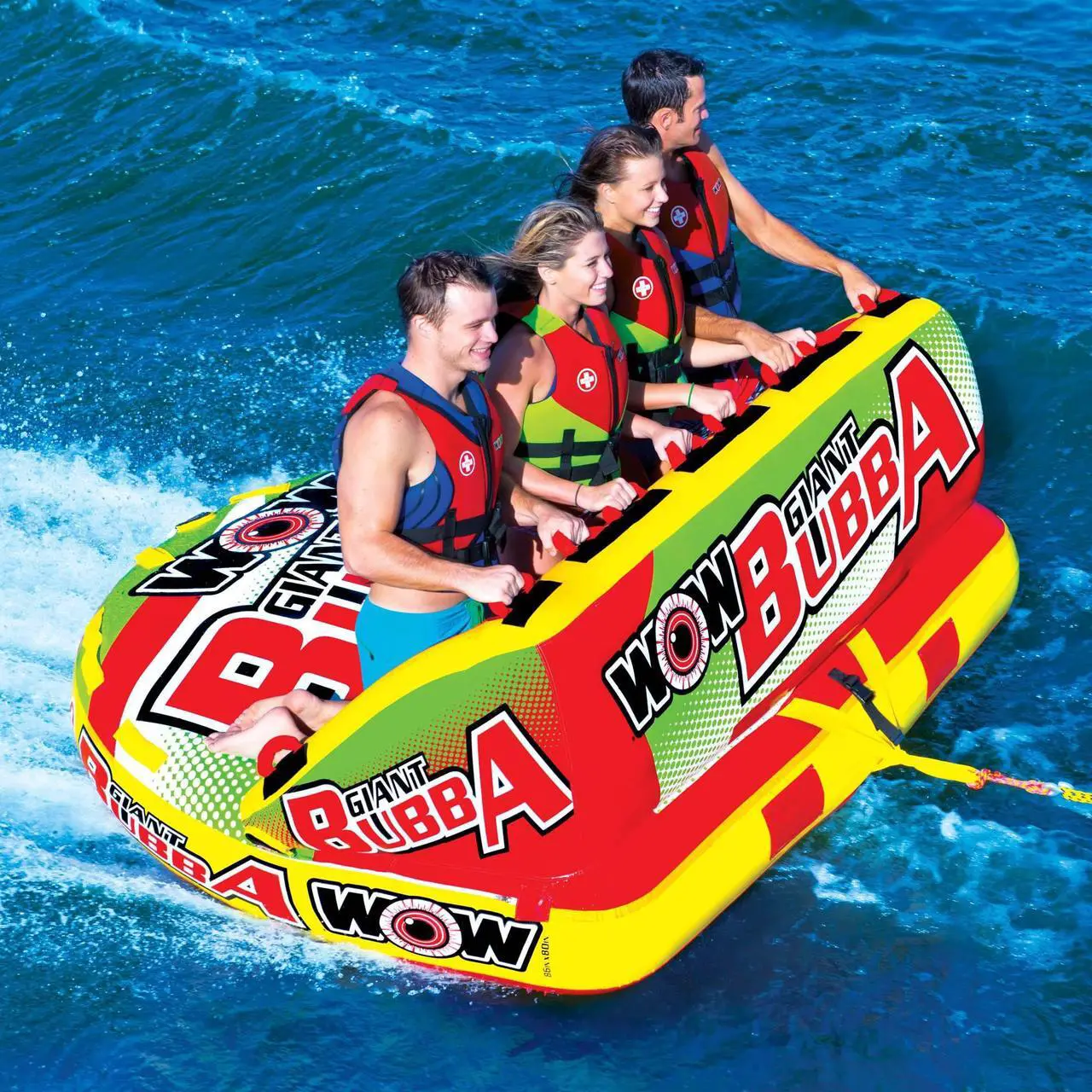 Alt view image 6 of 7 - WOW World of Watersports Giant Bubba High Visibility 4 Person Towable