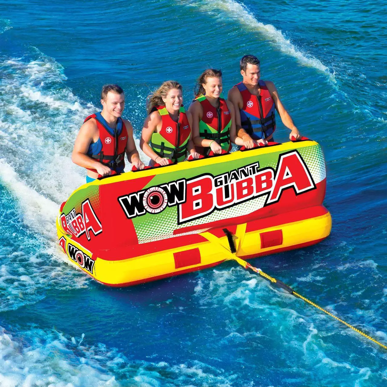 Alt view image 7 of 7 - WOW World of Watersports Giant Bubba High Visibility 4 Person Towable