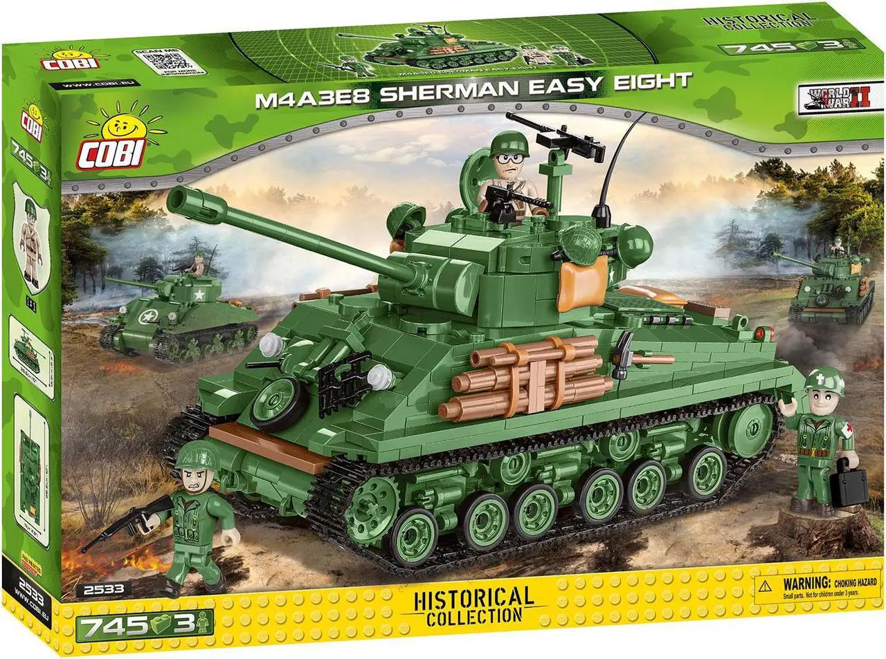 Main image of COBI US Small Army M4A3E8 Sherman Tank Easy Eight M4A3 Model Building Block Set 2533