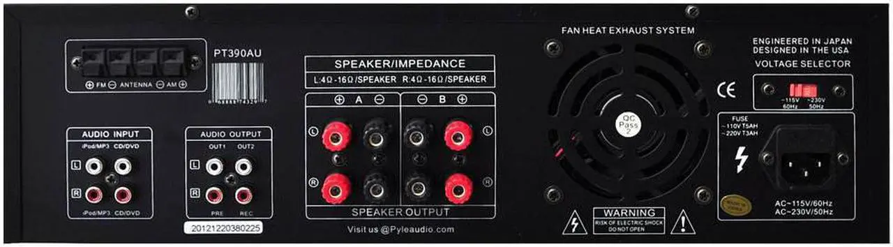Alt view image 5 of 10 - Pyle Audio - PT390AU - PyleHome PT390AU AM/FM Receiver - 300 W RMS - 4 Channel - AM, FM - USB - iPod Supported