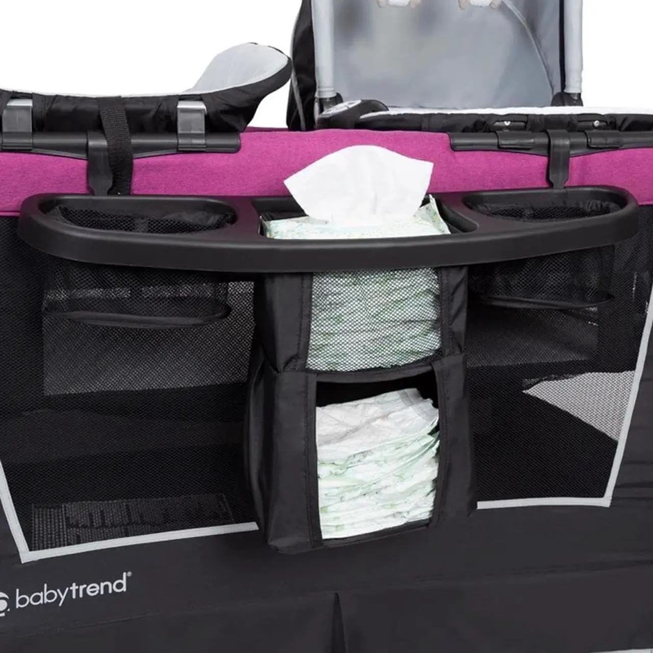 Alt view image 5 of 8 - Baby Trend Retreat Portable Nursery Center w/ Bassinet & Changing Table, Purple