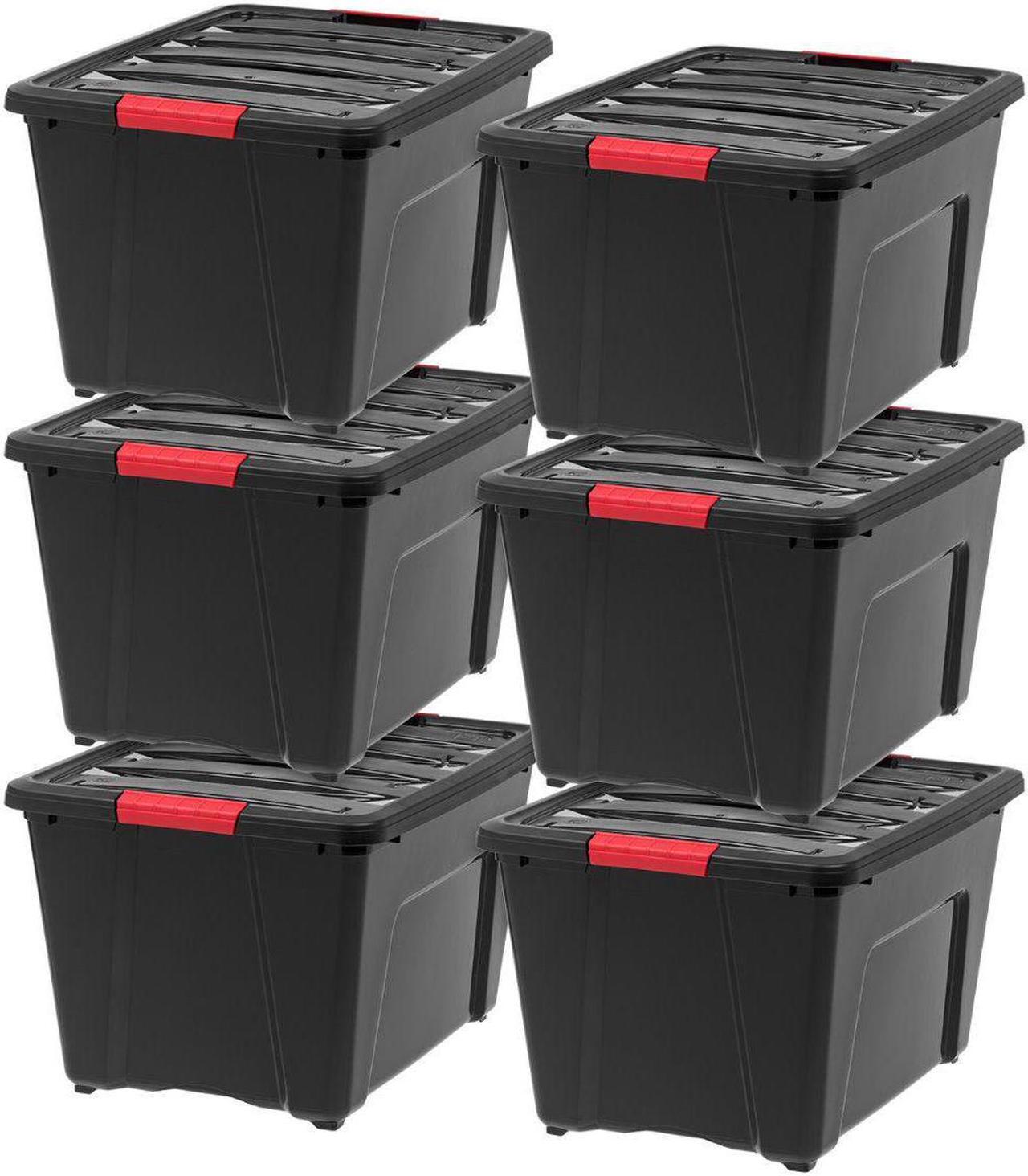 Main image of IRIS 53 Quart Stack and Pull Storage Container Box Bin System w/ Lids, (6 Count)