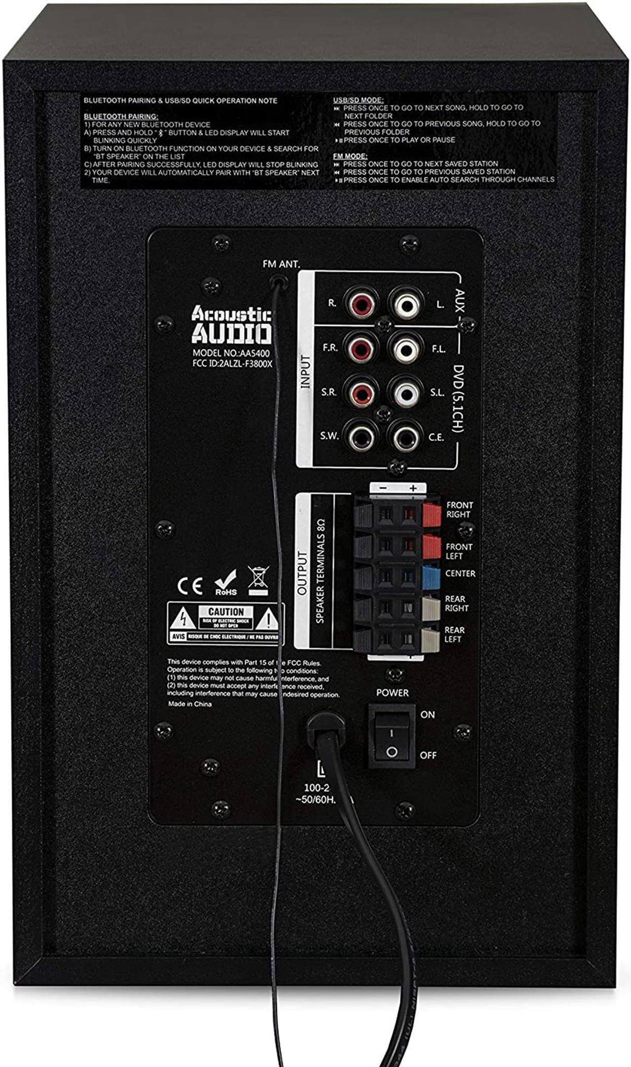 Alt view image 5 of 15 - Acoustic Audio by Goldwood AA5400 6 Piece Surround Sound System Set Home Theater
