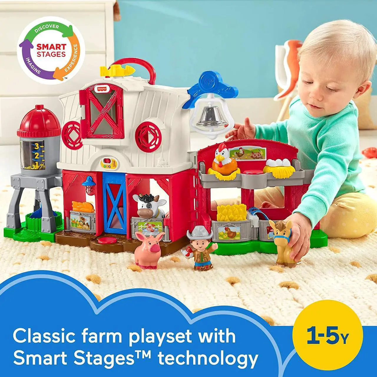 Alt view image 2 of 8 - Fisher-Price Little People Caring for Animals Farm Playset for Toddlers Ages 1+