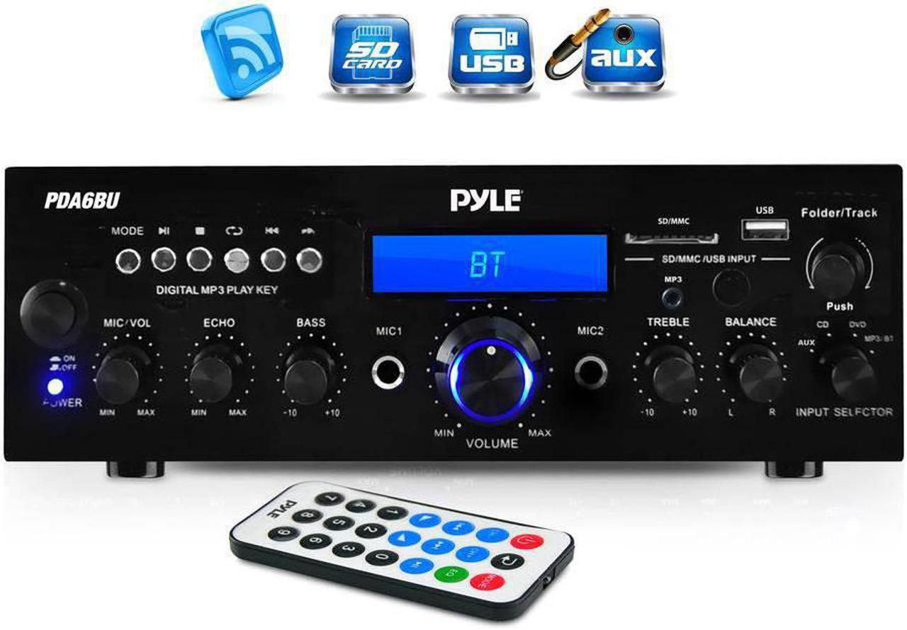 Alt view image 7 of 10 - Pyle 200W (PDA6BU) Bluetooth Stereo Amplifier Receiver with Wireless Streaming, FM Radio, MP3/USB/SD Readers, Remote Control