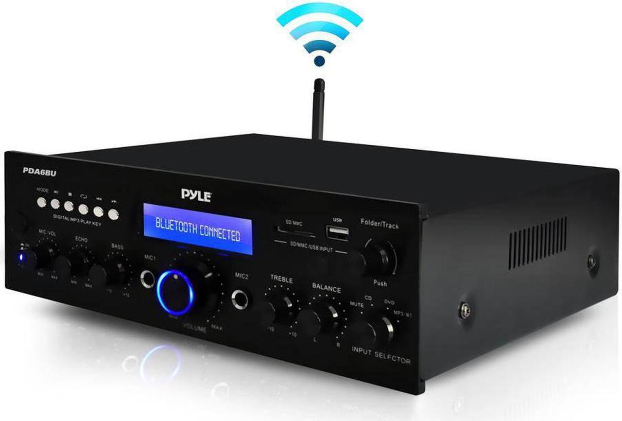 Alt view image 6 of 10 - Pyle 200W (PDA6BU) Bluetooth Stereo Amplifier Receiver with Wireless Streaming, FM Radio, MP3/USB/SD Readers, Remote Control