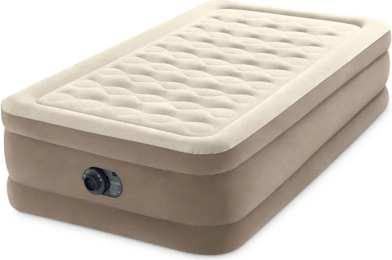 Alt view image 2 of 7 - Intex 64427ED Dura-Beam Deluxe Ultra Plush Air Mattress w/Built-in Pump, Twin