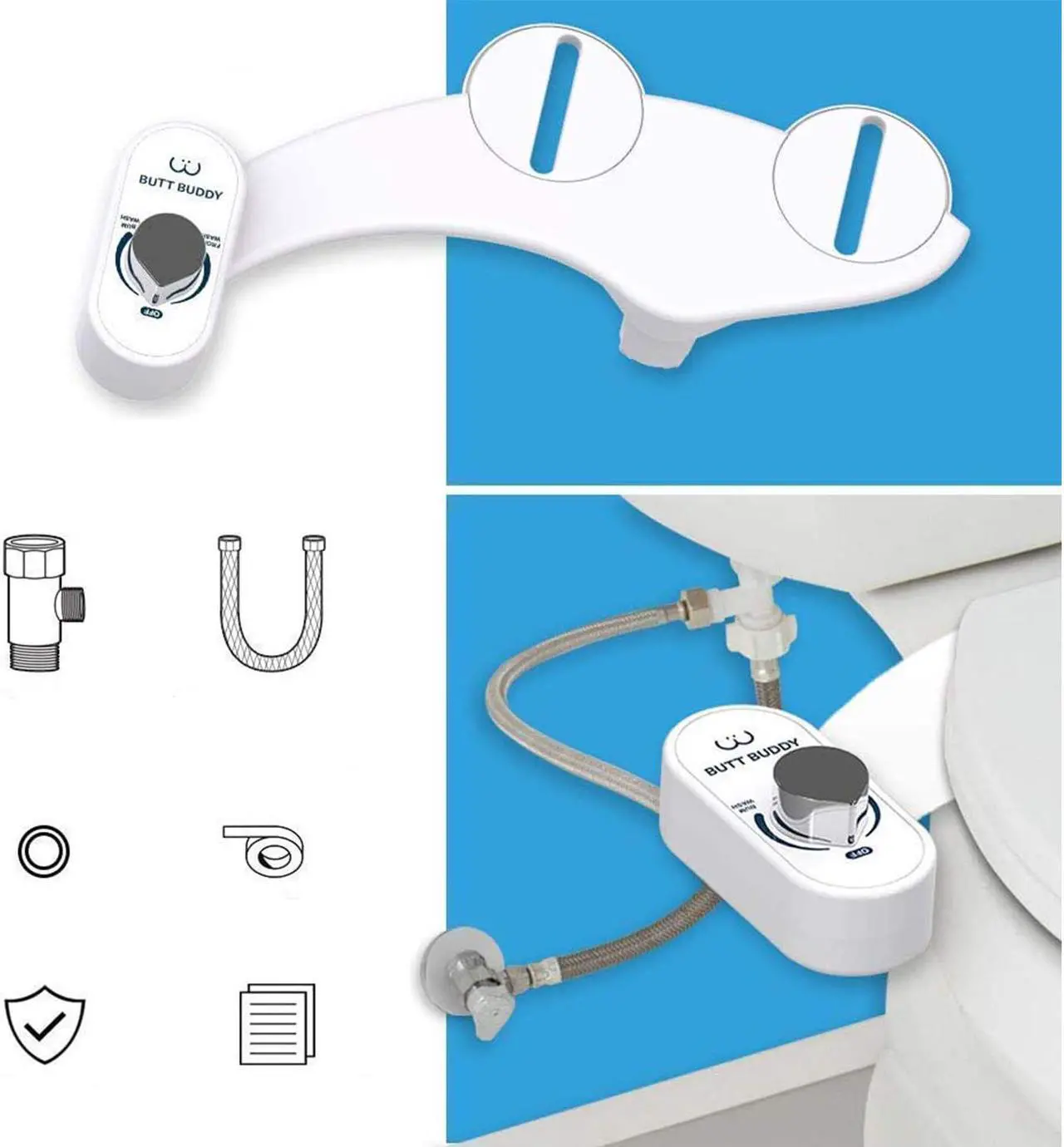 Alt view image 5 of 7 - BUTT BUDDY Duo Bidet Toilet Seat Attachment with Front Cleaning & Rear Bum Wash