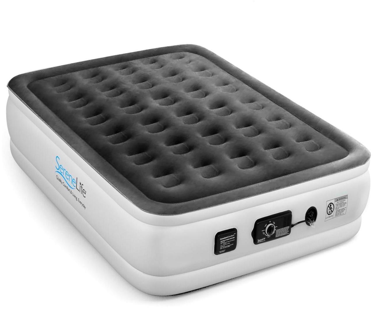 Alt view image 6 of 7 - SereneLife Full Size Inflatable Premium Airbed Flocked Mattress w/ Internal Pump