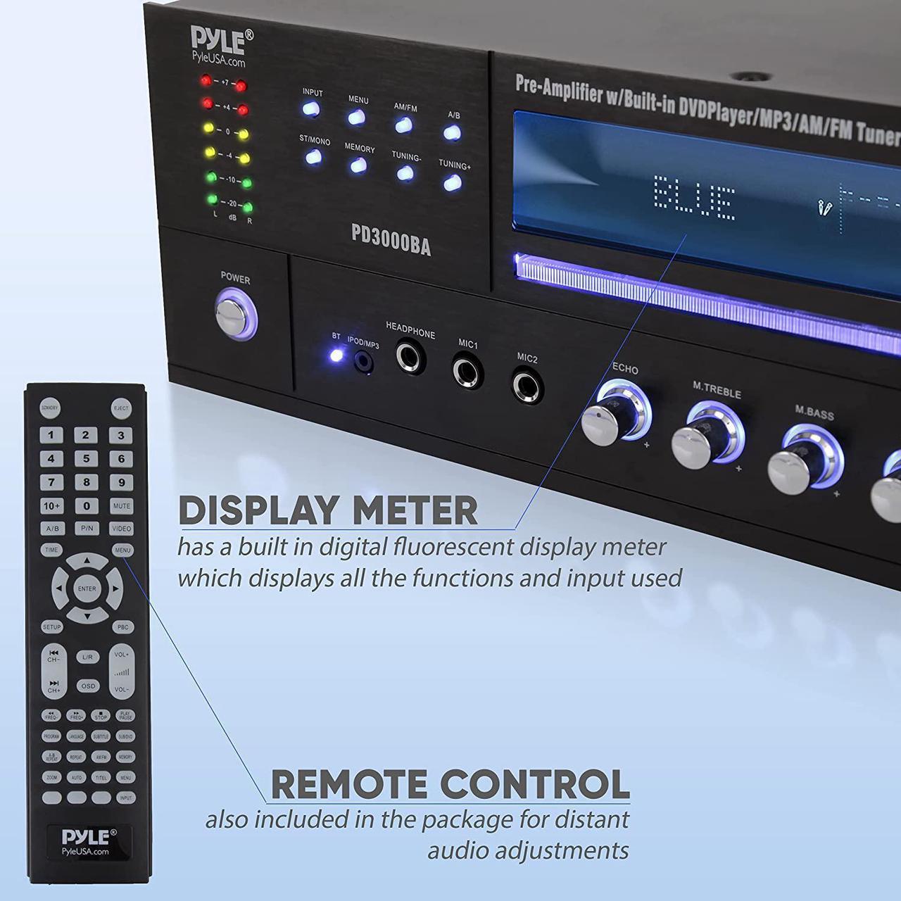 Alt view image 6 of 8 - Pyle PD3000BA Home Theater Preamplifier Bluetooth Audio & Video Stereo Receiver