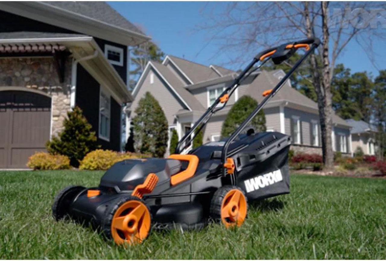 Alt view image 16 of 17 - WORX - WG779 - Worx WG779 40V 14 Inch Power Share Cordless Intellicut Mulching Lawn Mower Kit