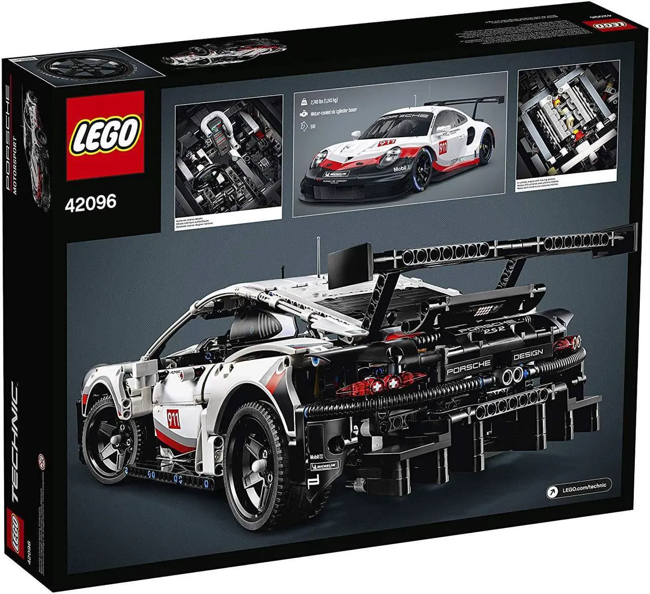 Alt view image 14 of 15 - LEGO Technic Porsche 911 RSR 42096 Building Kit , New 2019 (1580 Piece)