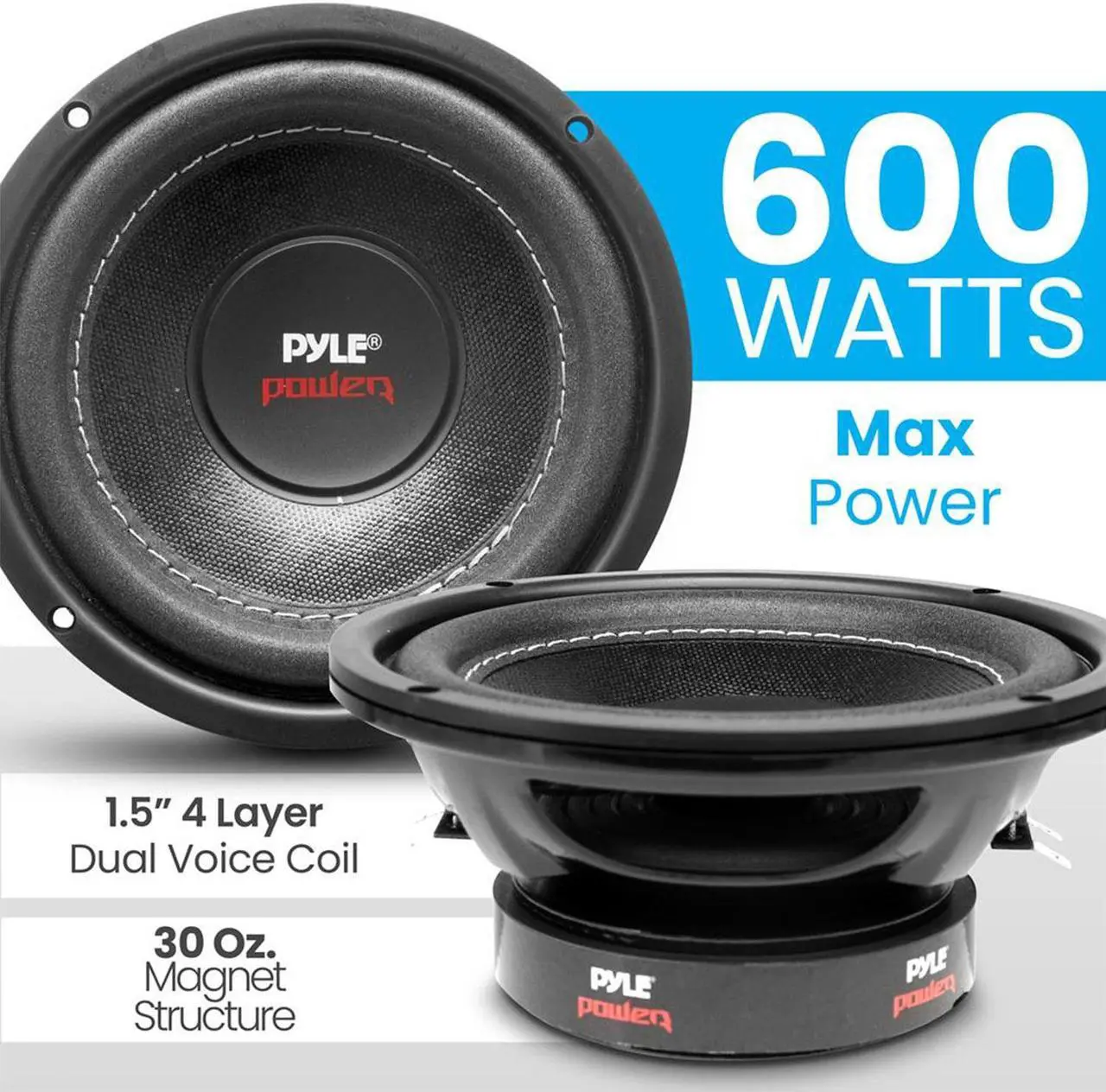 Alt view image 11 of 11 - Pyle PLPW6D Power Series Dual-Voice-Coil 4ohm Subwoofer (6.5, 600 Watts)