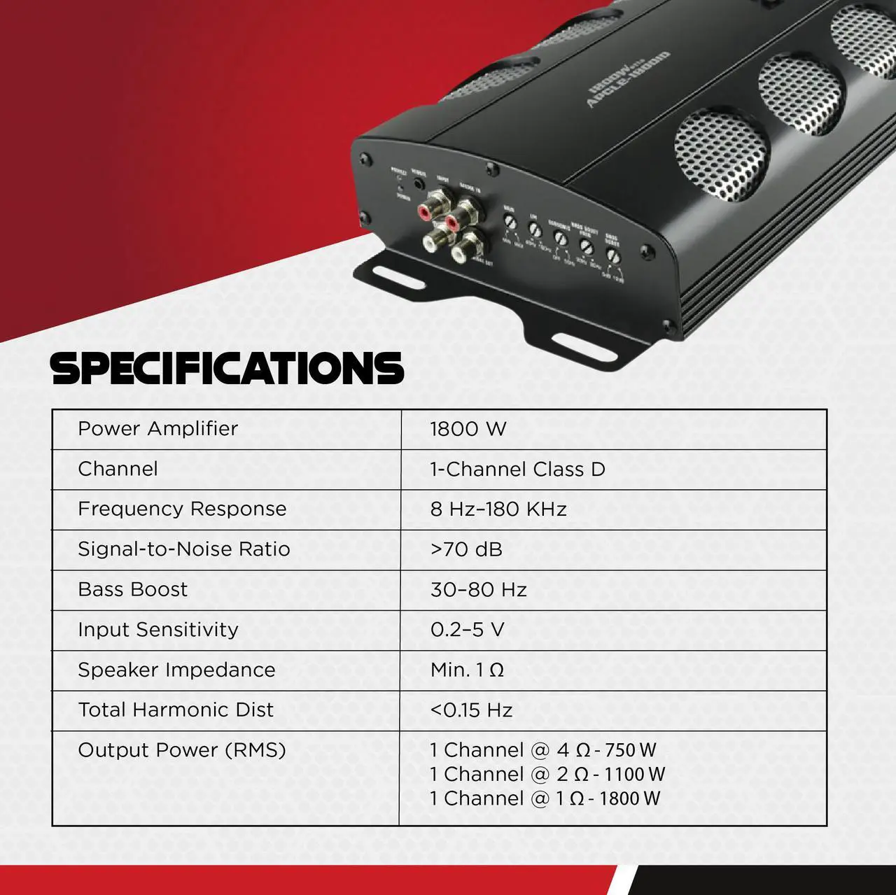Alt view image 4 of 11 - Audiopipe APCLE-18001D Class D 1800 Watt Monoblock Car Stereo Amplifier, Black