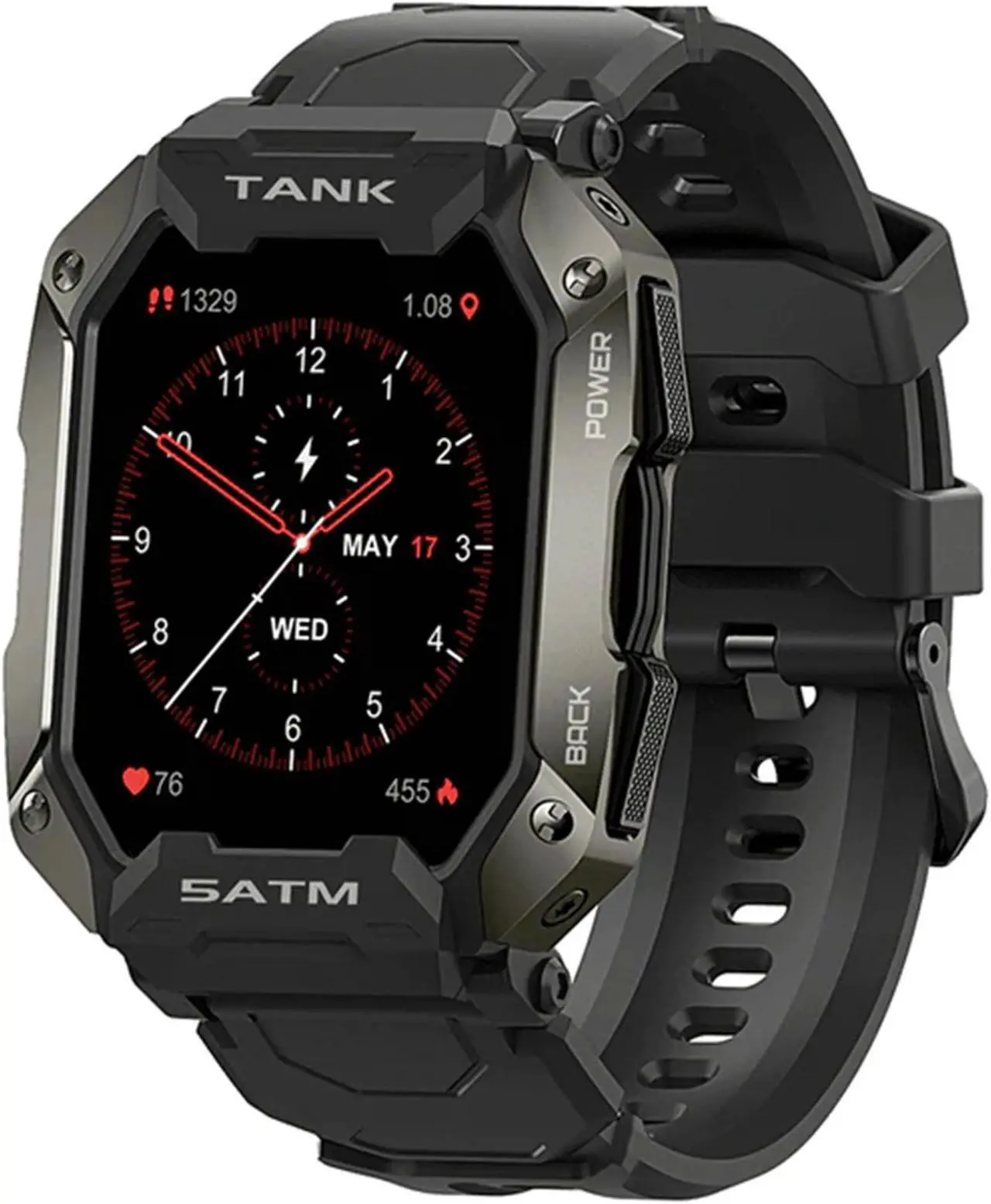 Main image of KOSPET TANK M1 IP69k Tactical Military Smartwatch w/ Heart Rate & BP Tracking