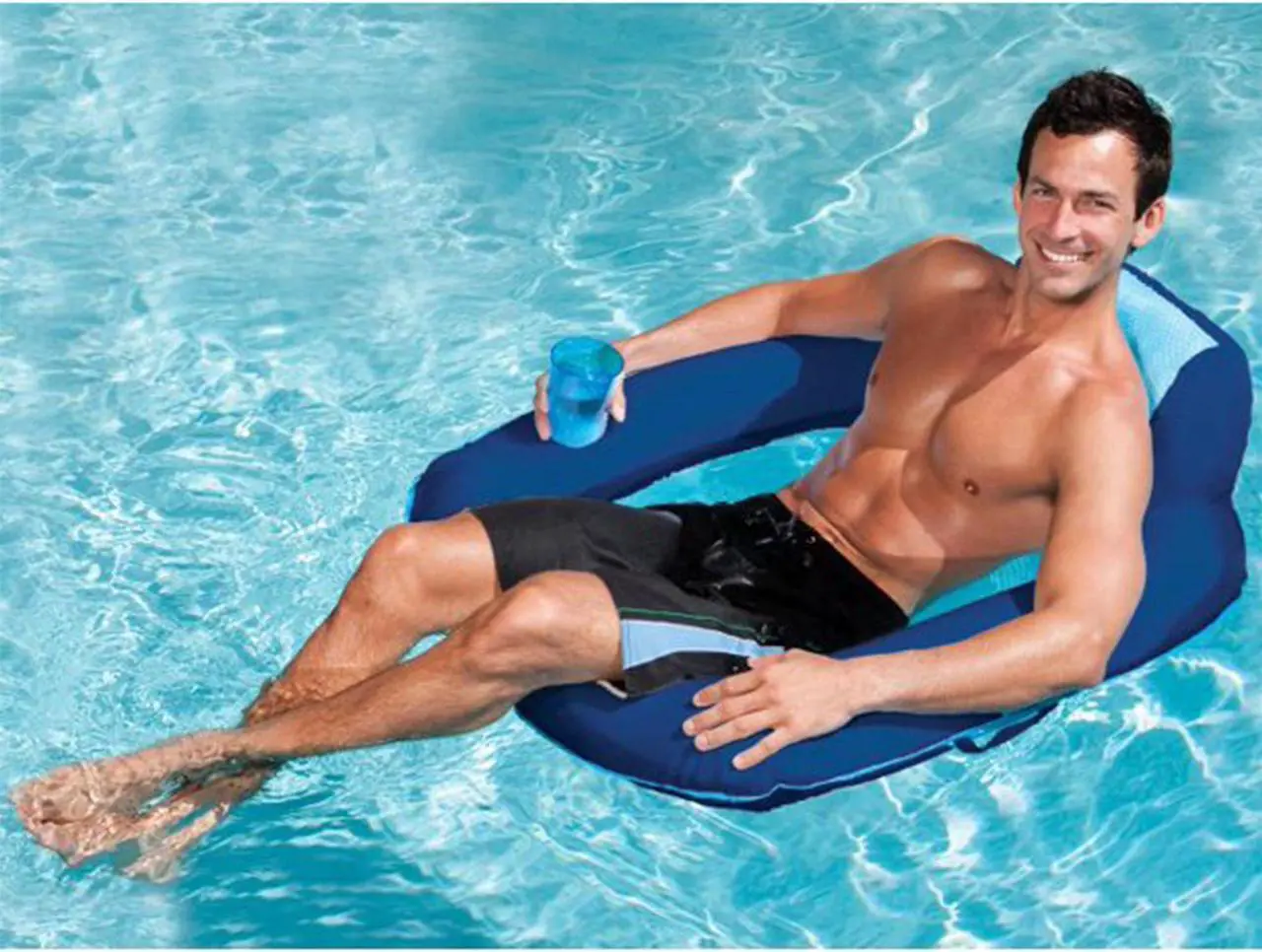 Alt view image 3 of 14 - SwimWays Spring Float SunSeat Water Pool Summertime Relaxation Lounge Seat, Blue