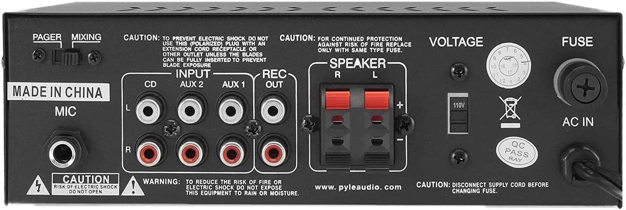 Alt view image 4 of 14 - PYLE PTA4 Mini Stereo Power Amplifier - 2 x 120 Watt with AUX  CD and Mic Inputs