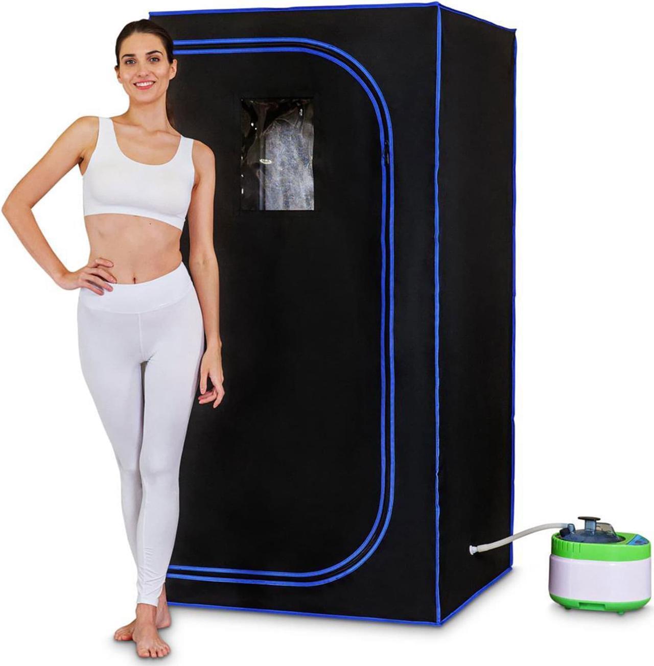 Alt view image 2 of 8 - SereneLife Portable Full Size Personal Home Spa Steam Sauna with Remote, Black