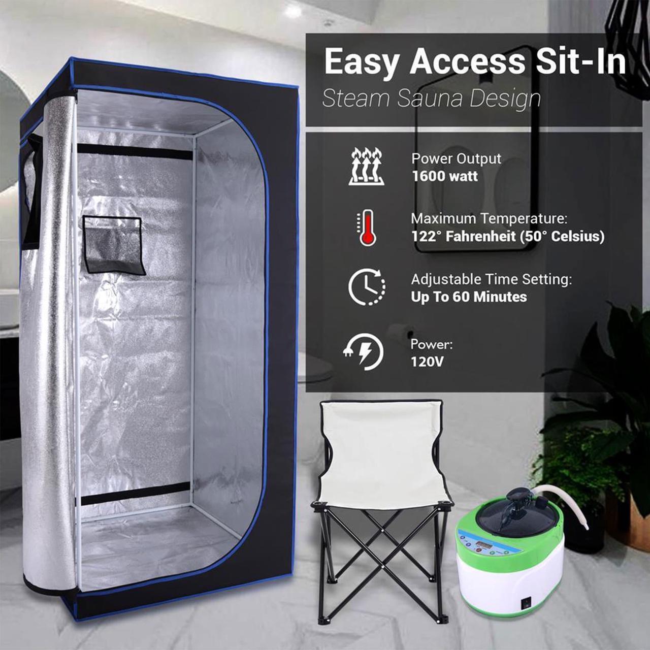 Alt view image 3 of 8 - SereneLife Portable Full Size Personal Home Spa Steam Sauna with Remote, Black