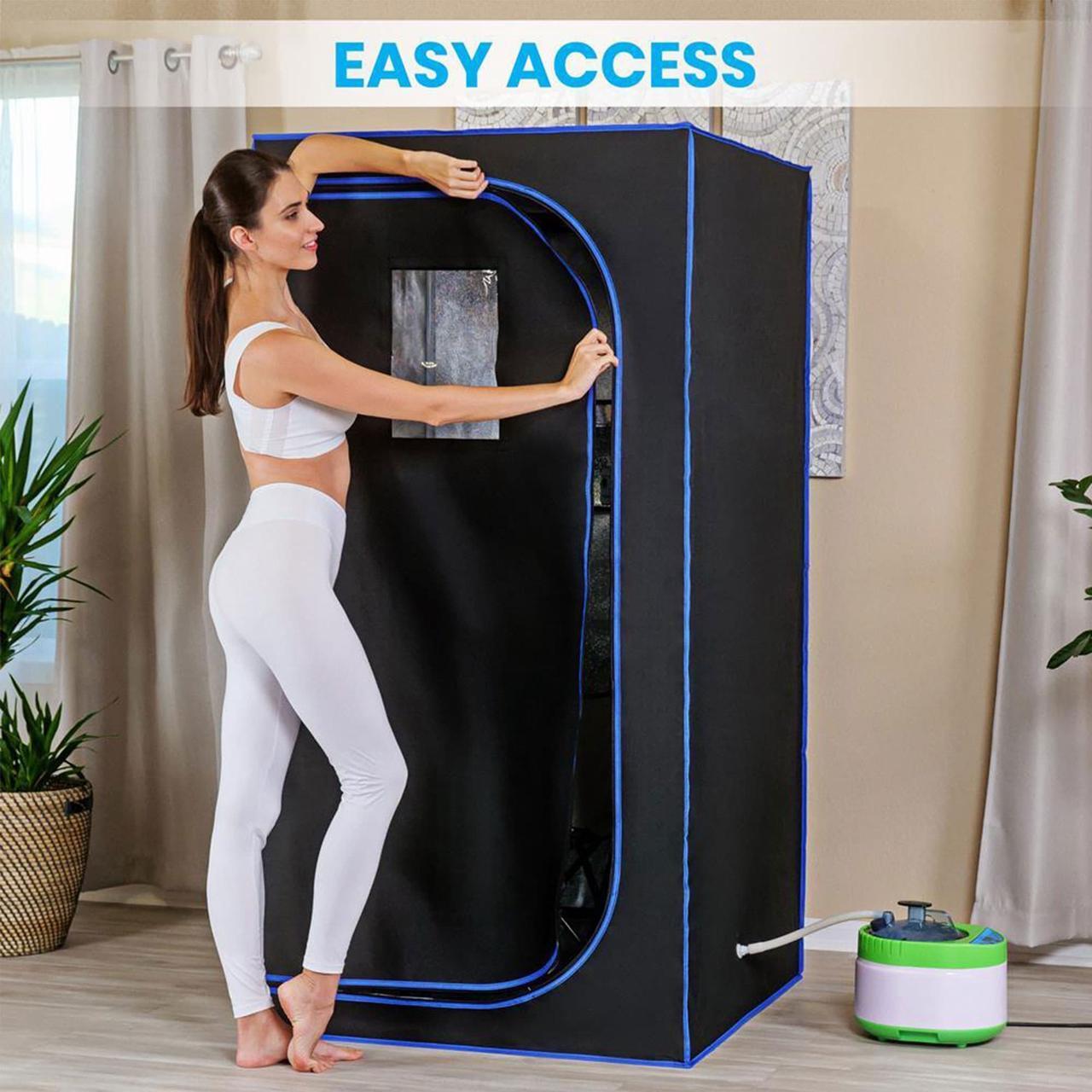 Alt view image 4 of 8 - SereneLife Portable Full Size Personal Home Spa Steam Sauna with Remote, Black
