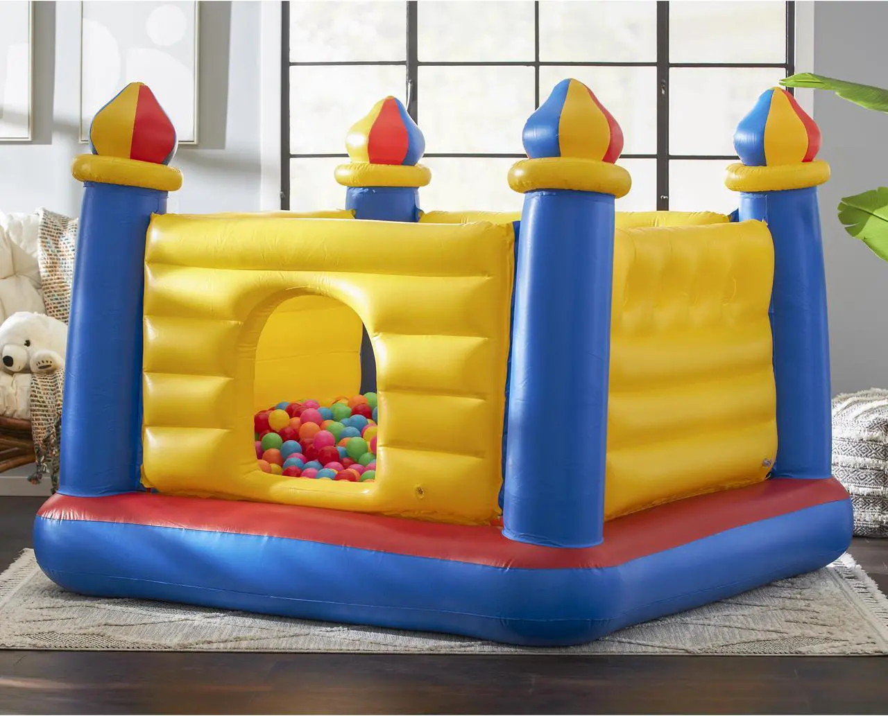 Alt view image 10 of 15 - Intex Inflatable Colorful Jump-O-Lene Castle Bounce House, for 2 Kids Ages 3-6