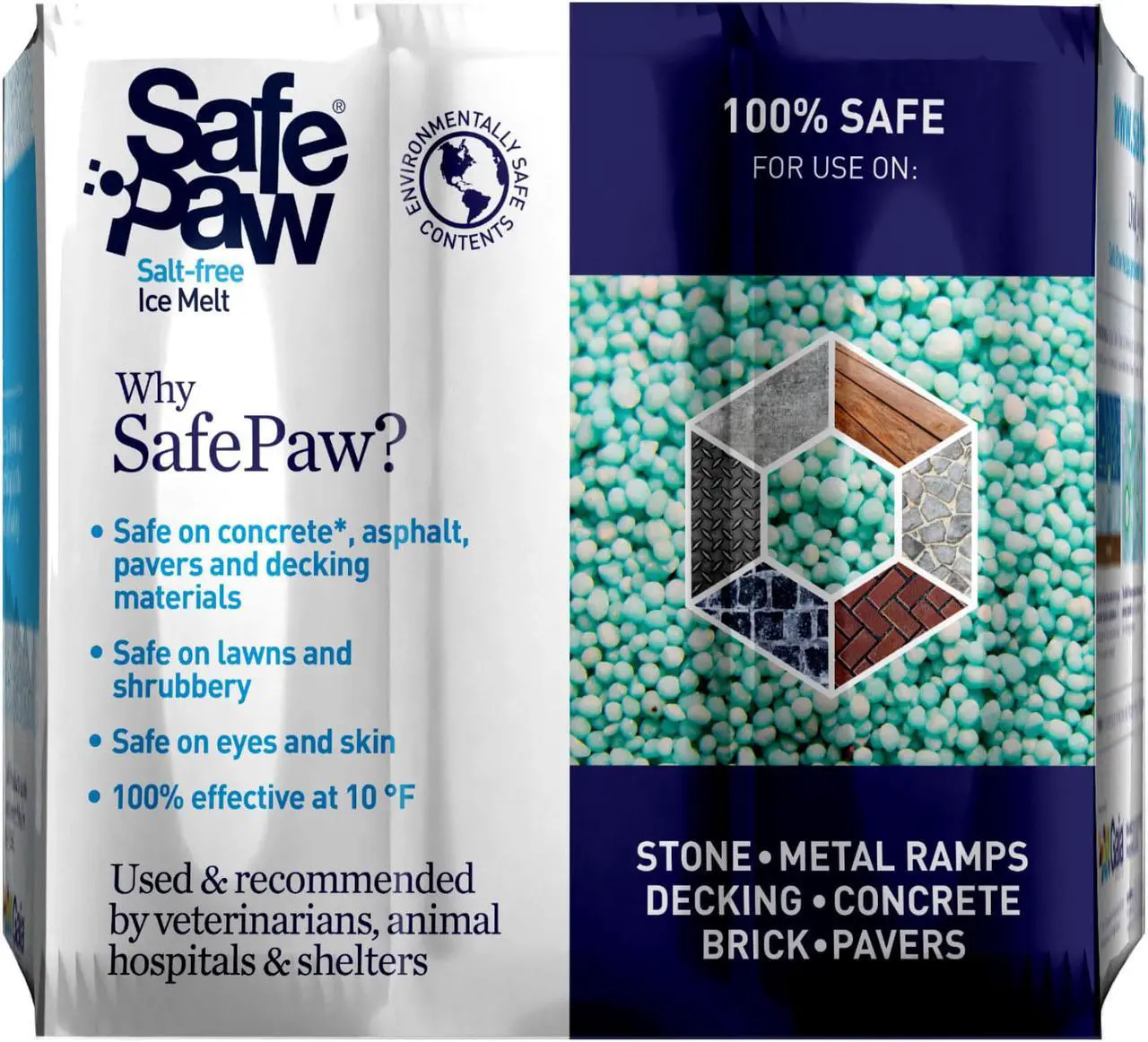 Alt view image 3 of 8 - Safe Paw Pet Friendly Concrete Safe Salt Free Ice Melt Pellets, 22 Lb Flexicube