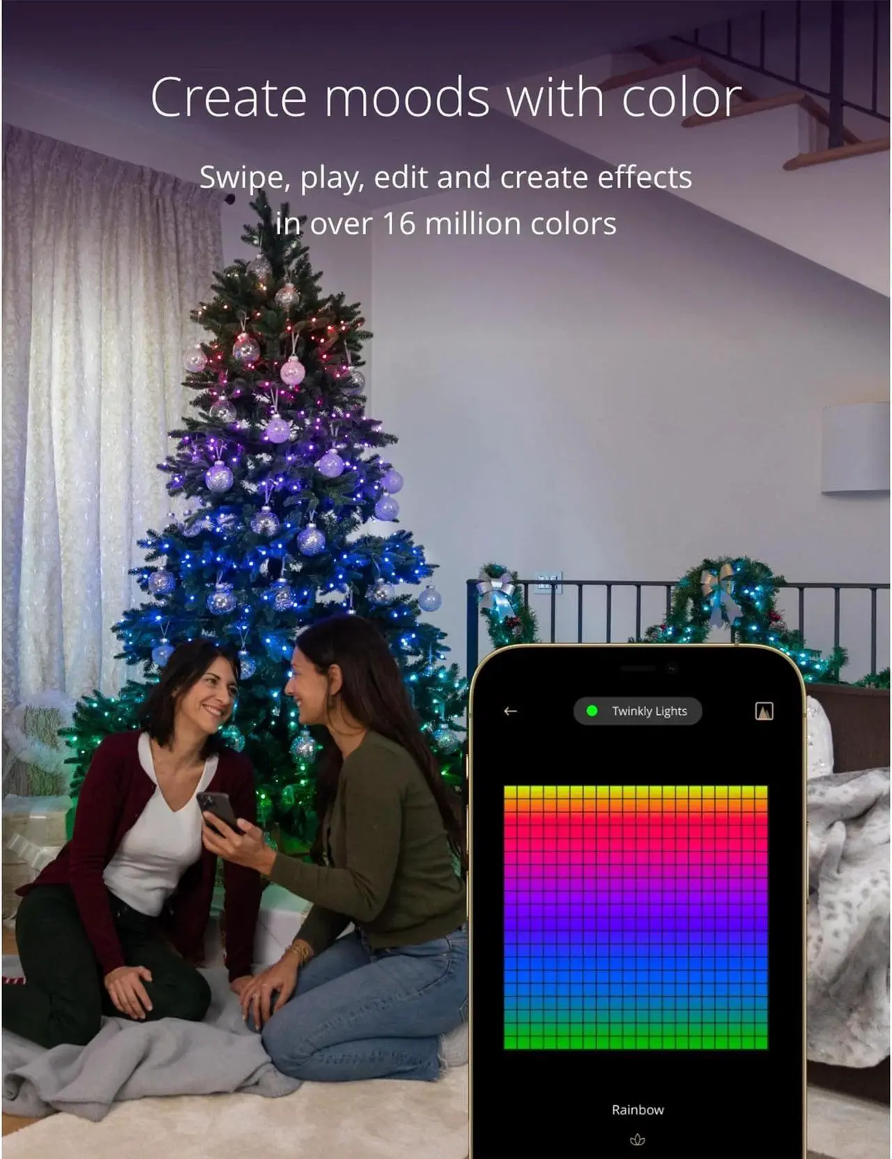 Alt view image 2 of 11 - Twinkly Pre-Lit Tree App-controlled 7.5-Ft Christmas Tree w/ 400 RGB+W LEDs