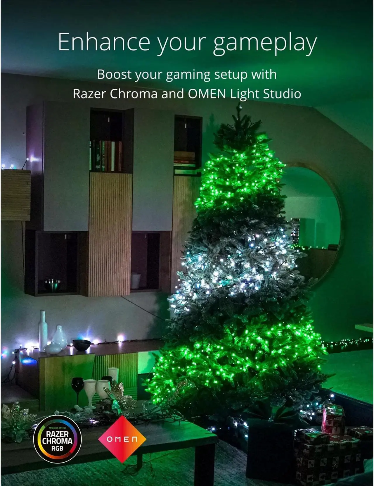 Alt view image 7 of 11 - Twinkly Pre-Lit Tree App-controlled 7.5-Ft Christmas Tree w/ 400 RGB+W LEDs