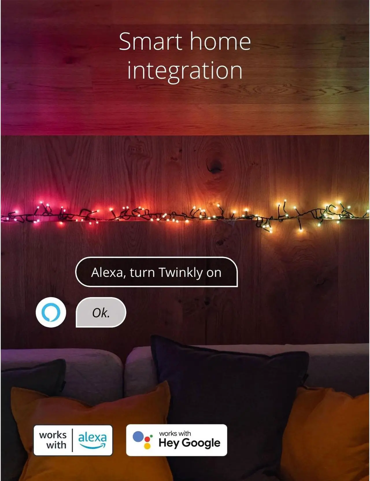 Alt view image 10 of 15 - Twinkly Cluster App-Controlled Smart LED Christmas Lights 400 Multicolor RGB