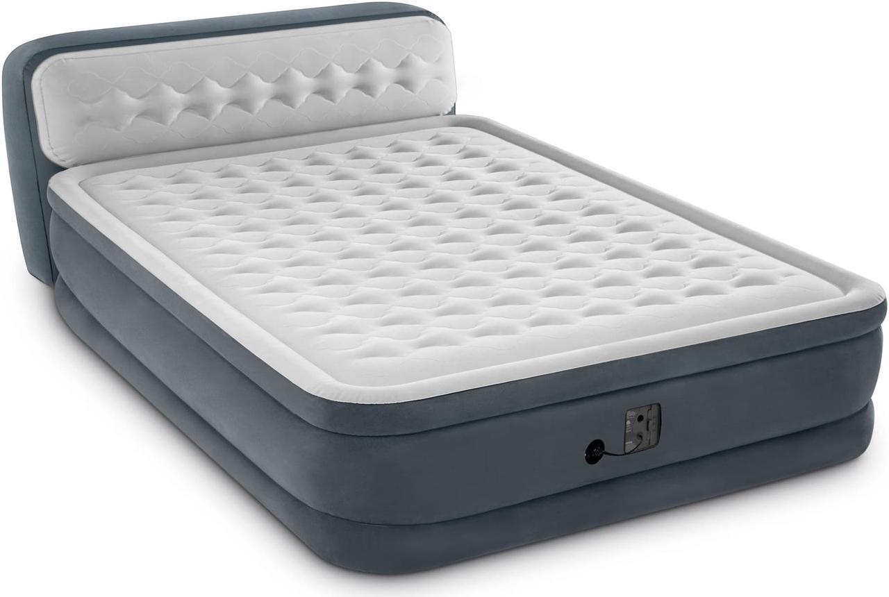 Intex Dura-Beam Deluxe Ultra Plush Headboard Queen Mattress with Built-In Pump