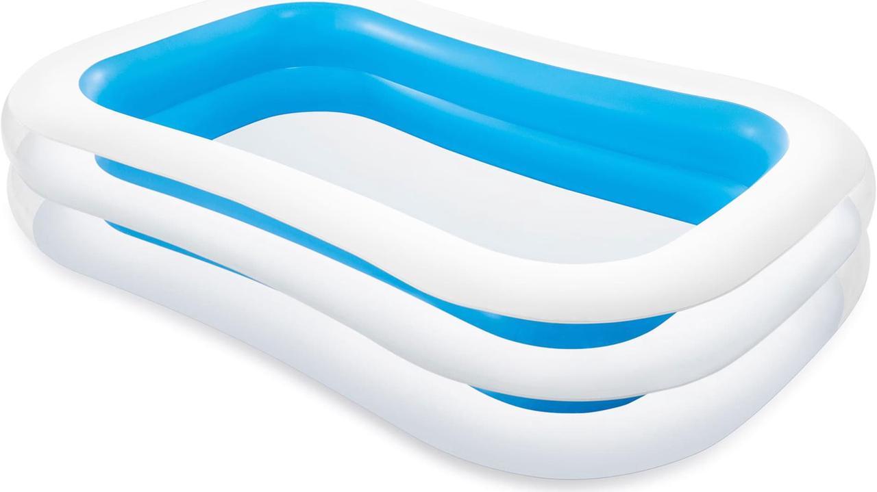 Intex Inflatable 8.5' x 5.75' Swim Center Family Pool for 2-3 Kids, Blue & White