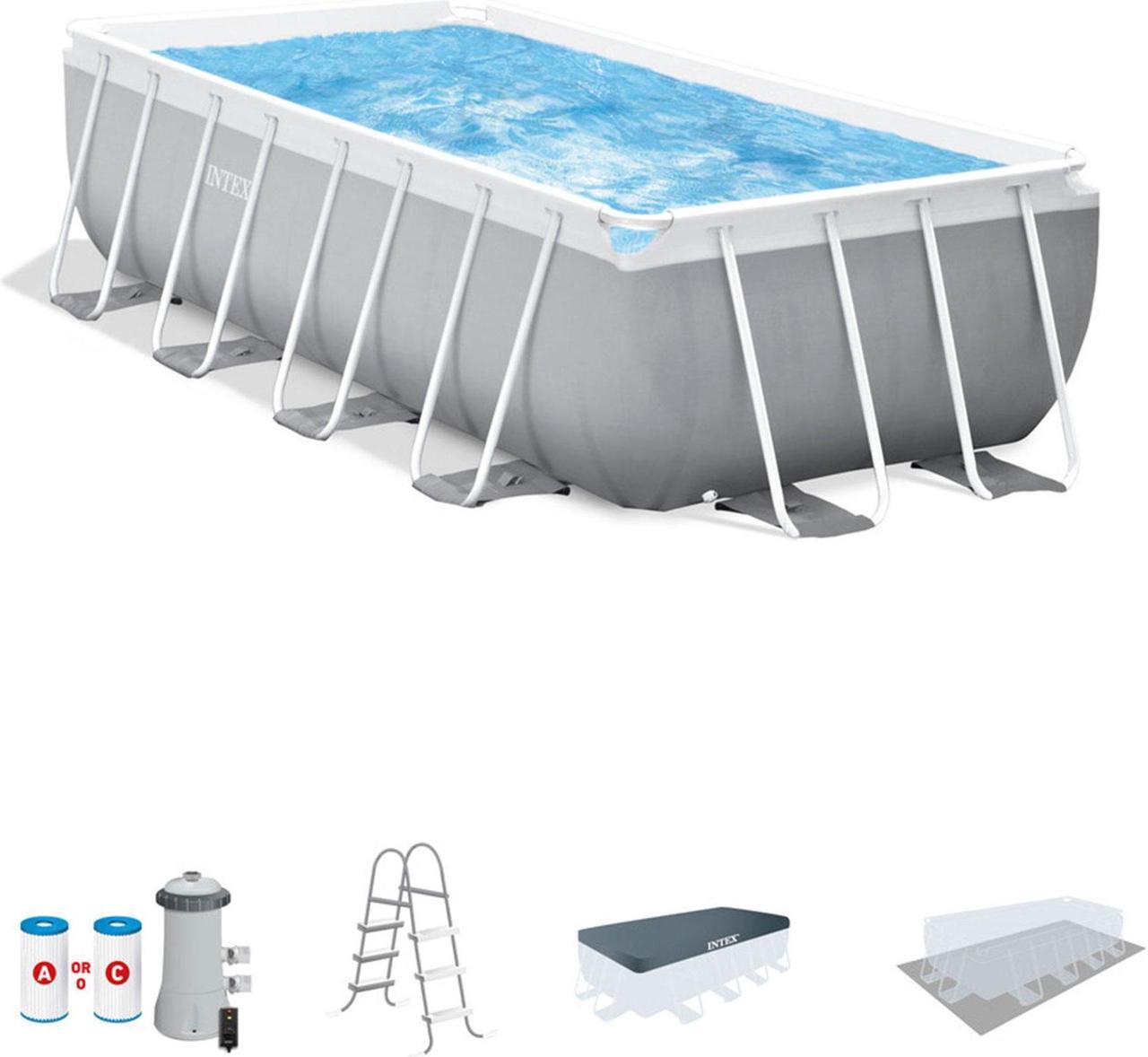 Alt view image 11 of 13 - Intex 16 Foot x 42 Inch Prism Frame Rectangular Above Ground Swimming Pool Set