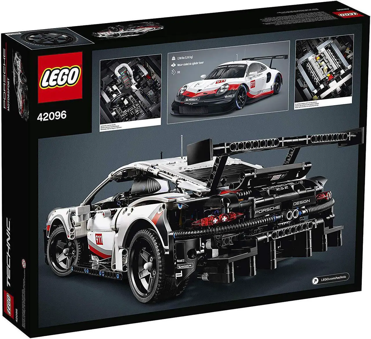 Alt view image 6 of 15 - LEGO Technic Porsche 911 RSR 42096 Building Kit , New 2019 (1580 Piece)