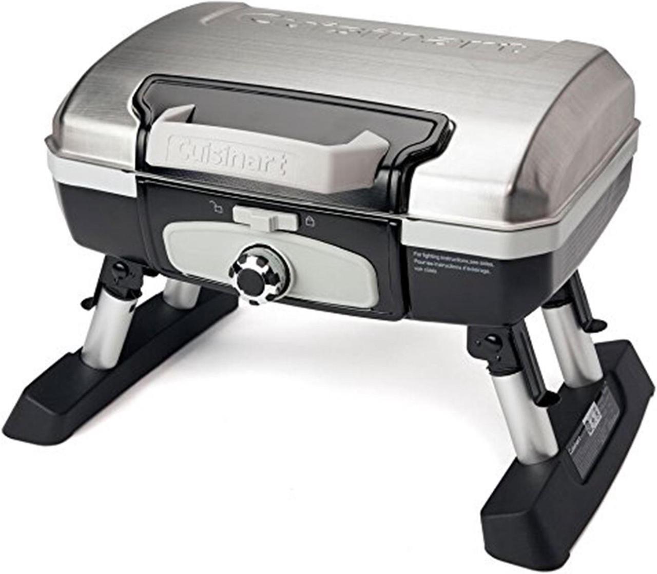 Alt view image 5 of 7 - Cuisinart CGG-180TS - Petit Gourmet Portable Tabletop Gas Grill, Stainless Steel