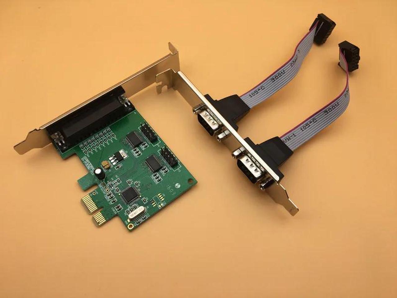 PCIE Multi Serial Card 2 port RS232 COM + Print Parallel LPT Port Expansion Card WCH382L Chipset w/ Low Profile Bracket