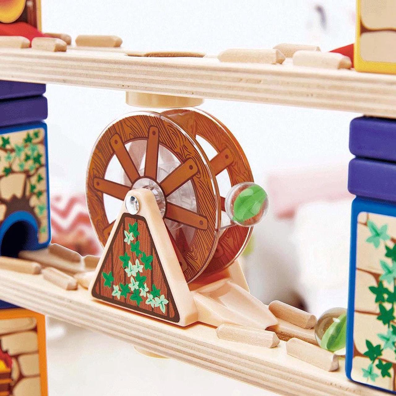 Alt view image 3 of 11 - Hape Quadrilla Space City Glow in the Dark Wooden Marble Run Maze Building Set