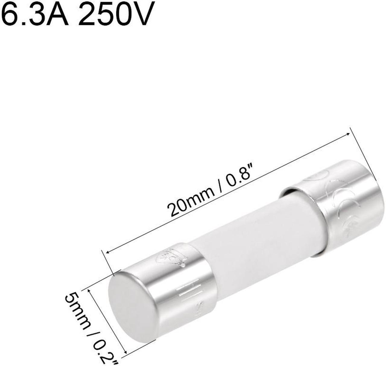 Alt view image 2 of 2 - Automotive Cartridge Fuses 6.3A 250V 5x20mm Slow Blow Replacement for Car Stereo Audio Alarm Amplifier Ceramic 10pcs