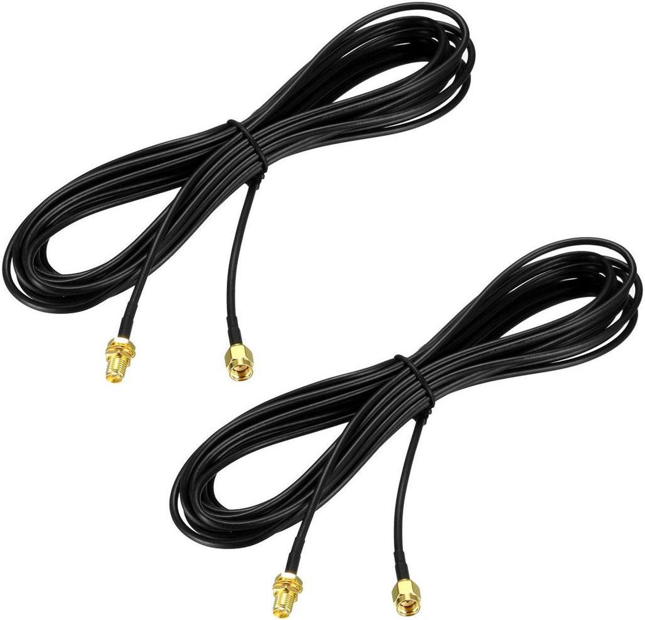 Antenna Extension Cable RP-SMA Male to RP-SMA Female Low Loss RG174 20 ft 2pcs