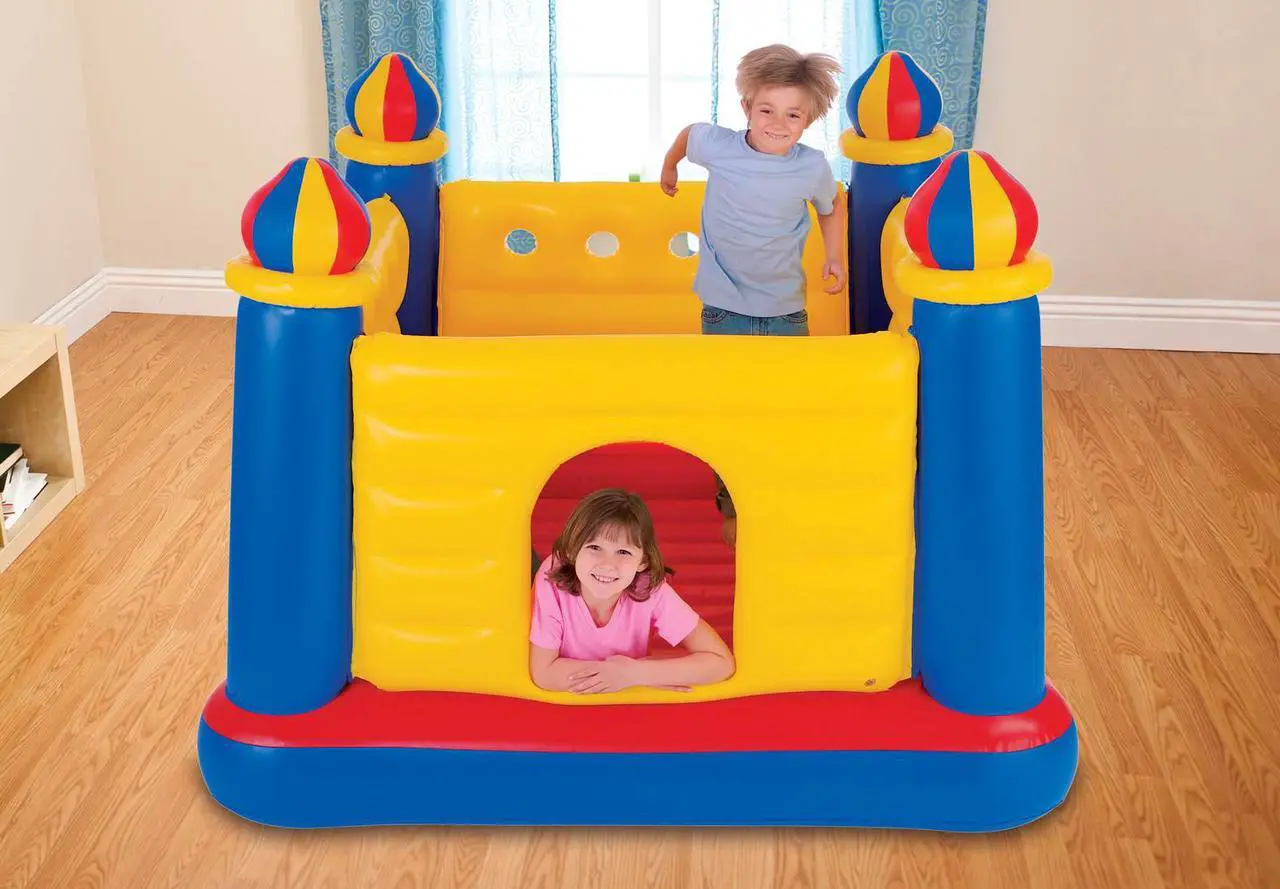 Alt view image 5 of 15 - Intex Inflatable Colorful Jump-O-Lene Castle Bounce House, for 2 Kids Ages 3-6